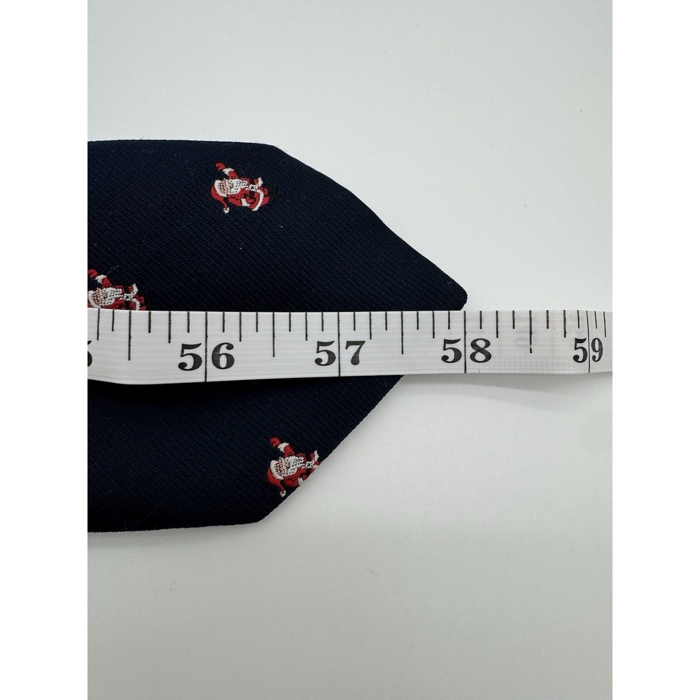 Renleigh Christmas Santa Tie Navy Blue Silk Blend Novelty Holiday Tie Classic - Picture 10 of 10